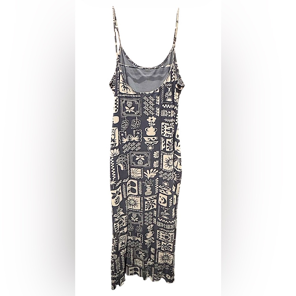 See You Monday Black and Cream Maxi Dress LARGE pit to pit 15in length 52in - Picture 2 of 7
